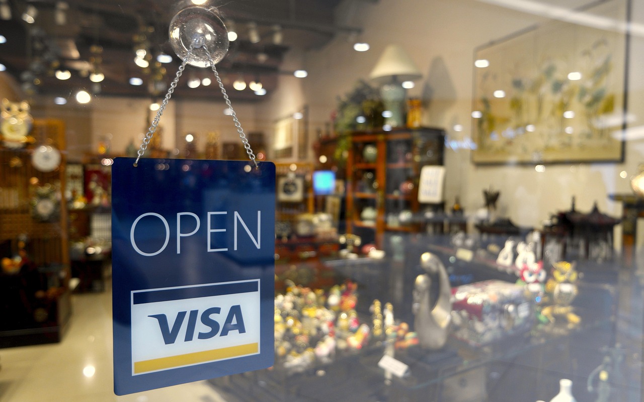 Open sign inside a glass storefront door